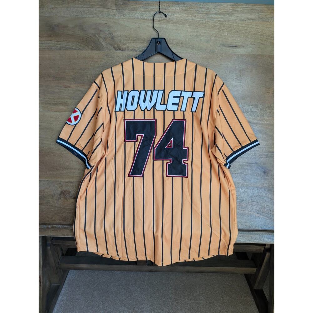 NWT Wolverine Baseball Jersey Mens XL Yellow Black Striped Marvel Howlett #74 - Picture 2 of 4